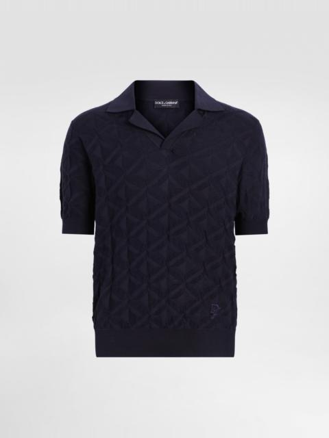 Dolce & Gabbana Silk polo-shirt with logo embroidery