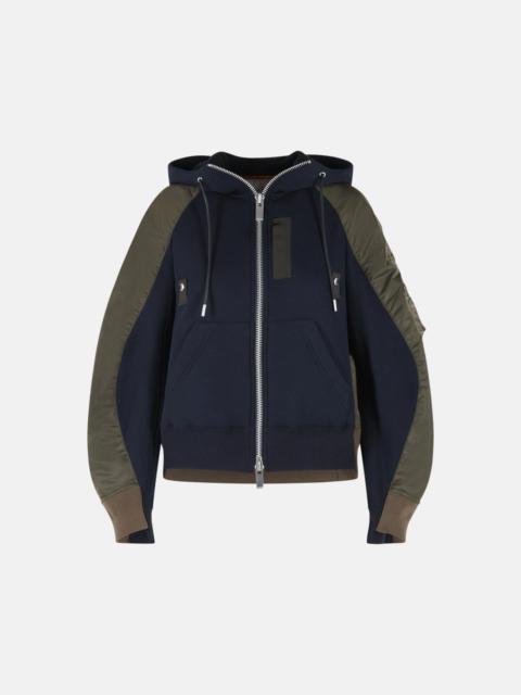 HOODIE IN NAVY COTTON AND KHAKI BLEND