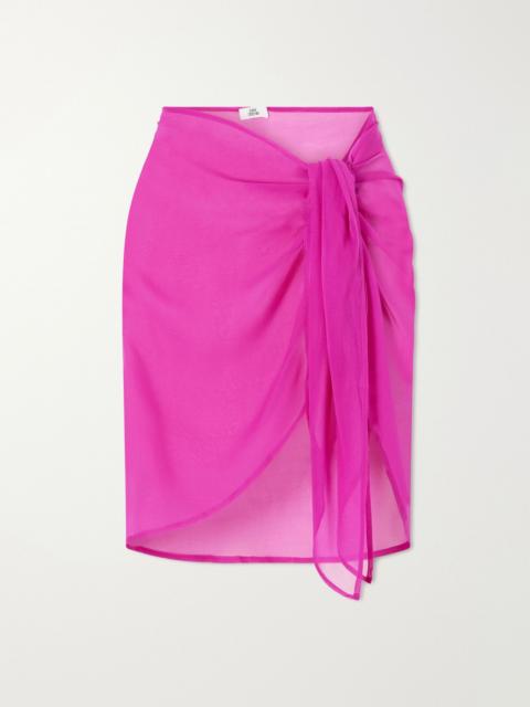 SARA CRISTINA Silk-chiffon pareo Magenta