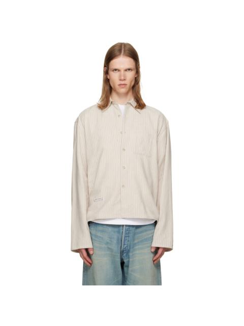 Song for the Mute Off-White Pencil Stripe L/S Cropped School Shirt