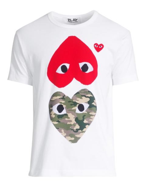Comme des Garçons PLAY COMME DES GARCONS PLAY CAMOUFLAGE MIRROR HEART T-SHIRT - WHITE