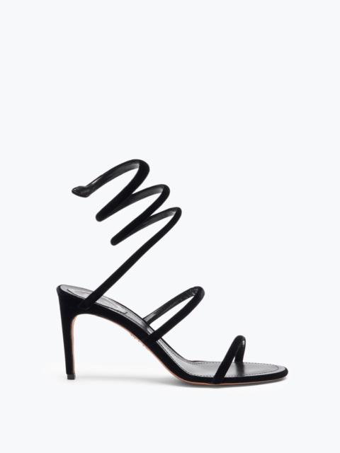 RENE CAOVILLA CLEO BLACK VELVET SANDAL 80