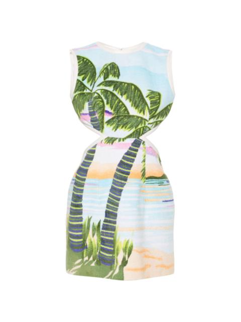 beach print-jacquard mini dress