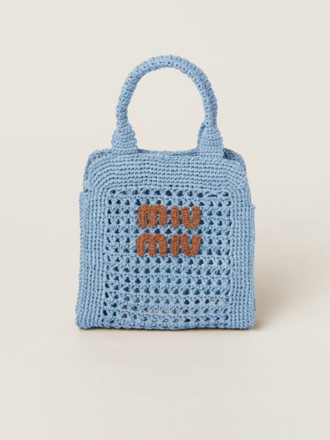 Miu Miu Raffia-effect crochet fabric tote bag