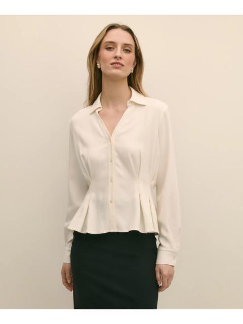 Brooks Brothers Viscose Pleated Peplum Blouse