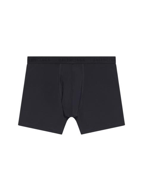 BALENCIAGA logo-waistband fitted swim shorts