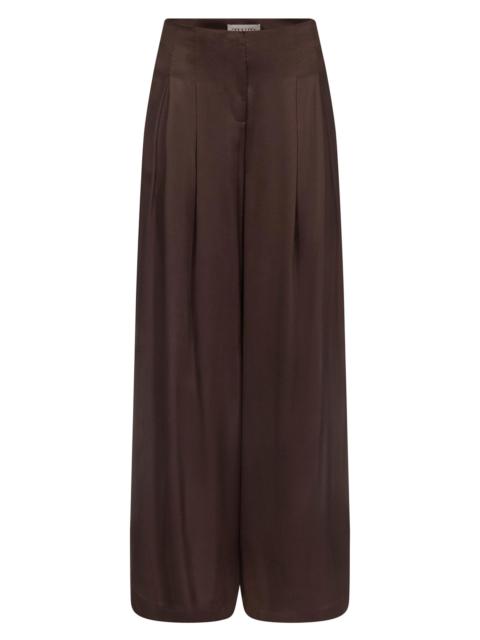 TWP Women's Drew Pleated Silk-Blend Wide-Leg Pants - Delicioso