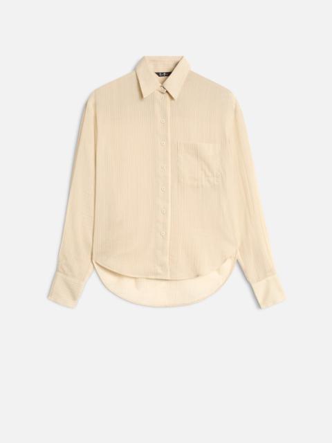 7 For All Mankind Oversize Button Down in Beige Stripe