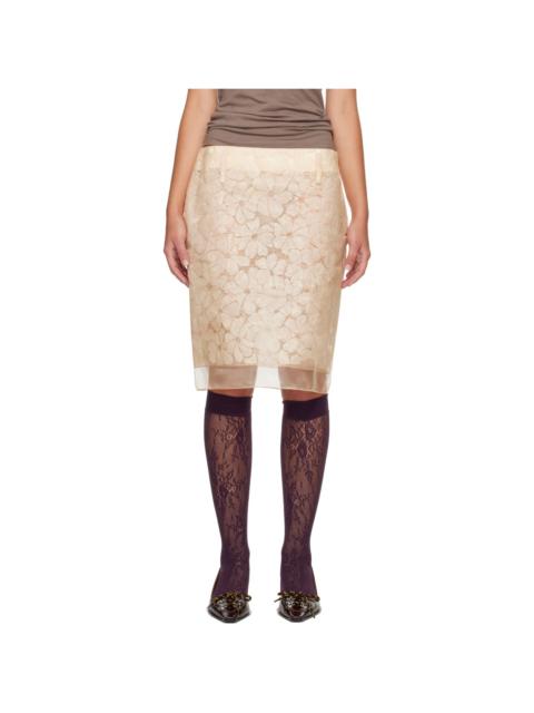Marni Off-White Floral Paper Midi Skirt