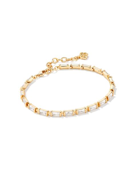 KENDRA SCOTT Juliette Gold Delicate Chain Bracelet in White CZ