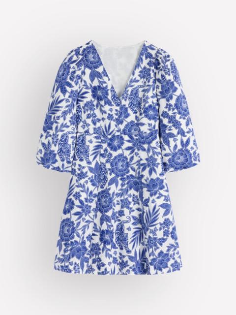 BODEN Marla Linen Blend Short Dress-Blue Tigers Paradise
