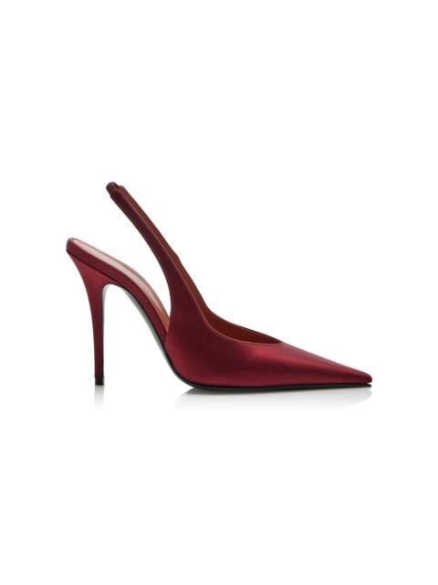 Amina Muaddi Anok Satin Slingback Pumps burgundy