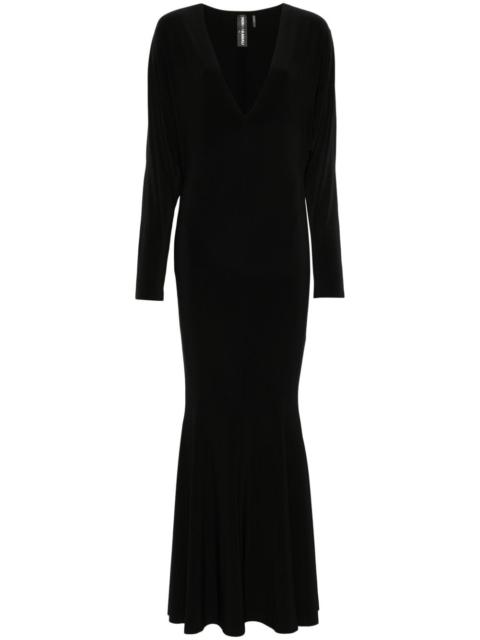 NORMA KAMALI fishtail V-neck gown