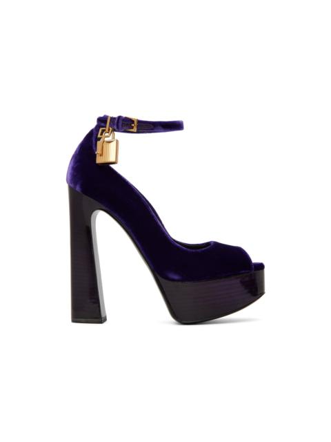 Purple Peep Toe Platform Heeled Sandals
