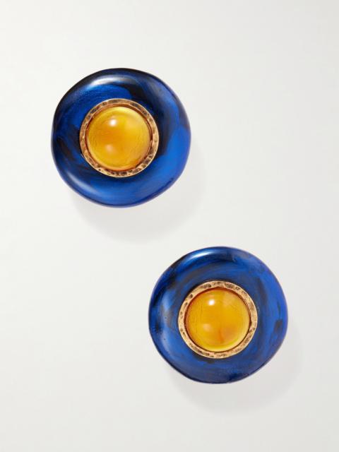 SAINT LAURENT Embellished Gold-tone Earrings