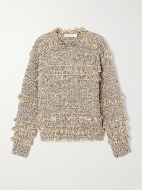 ULLA JOHNSON Frayed metallic tweed sweater Gray