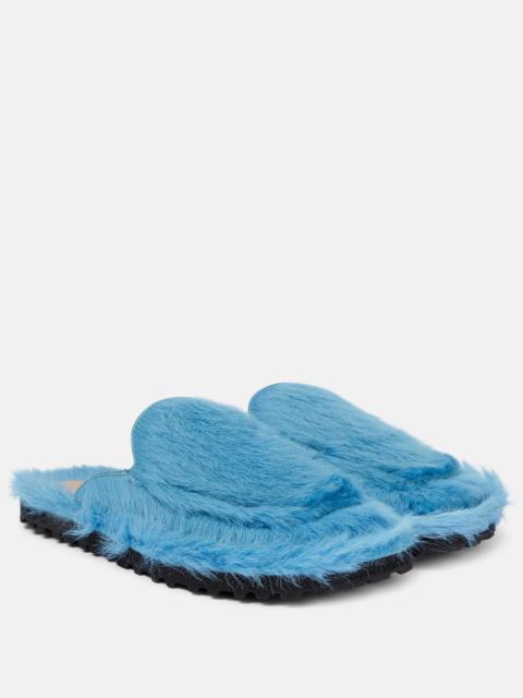 Calf hair slippers