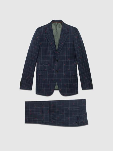GUCCI New Marseille bees wool check suit
