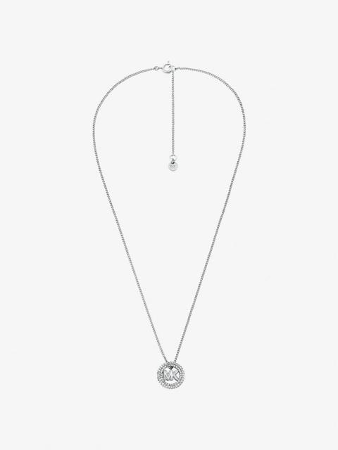 MICHAEL KORS Pavé and Logo Charm Two-Tone Necklace