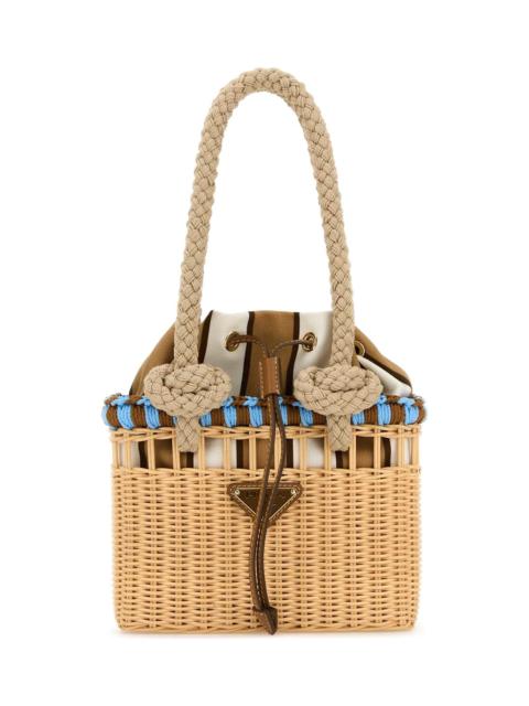 Prada Wicker Mini Shopping Bag
