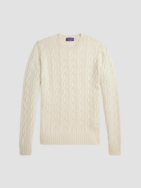 Ralph Lauren Men's Cable-Knit Cashmere Crewneck Sweater - Classic Cream