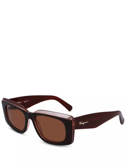 FERRAGAMO Block Rectangular Sunglasses, 54mm