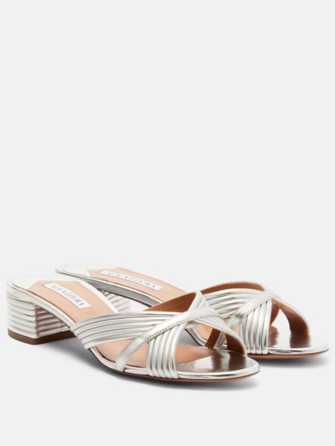 AQUAZZURA Sundance metallic leather sandals
