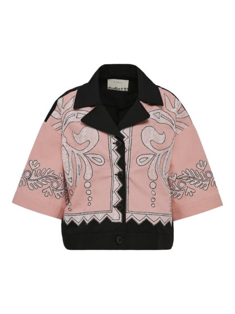 BIYAN Mix Color Cotton Top With Lace Embroidered