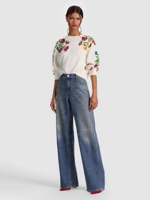 Alice + Olivia RUSSELL EMBELLISHED CREWNECK SWEATSHIRT