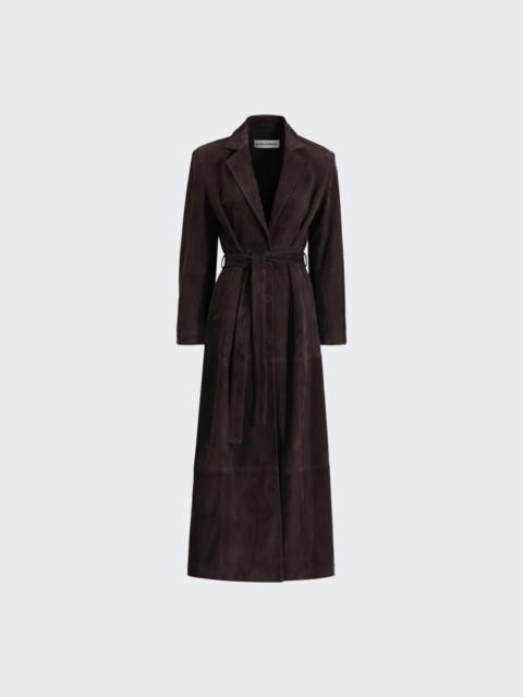 NOUR HAMMOUR Vesper Sleek Suede Coat Mocha