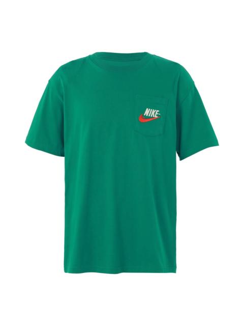Nike Nike Sportswear 캐주얼 스포츠 Breathable 뒤 큰 로고 둥근 목 짧은 소매 Malachite 녹색 DM6