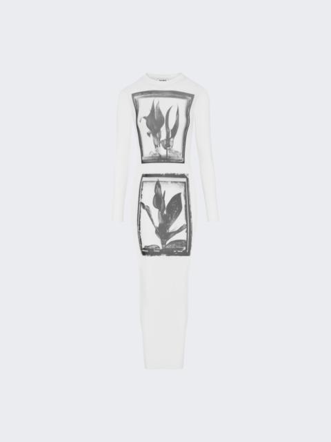 Jean Paul Gaultier Flowers Cadres Mesh Long Dress White