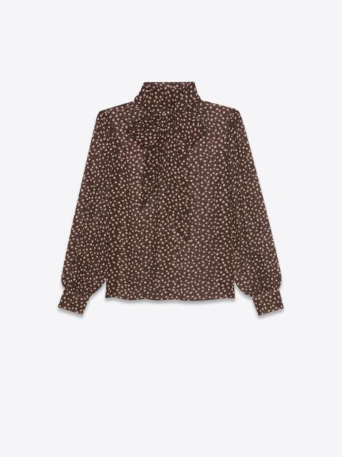 SAINT LAURENT lavallière-neck blouse in dotted silk muslin