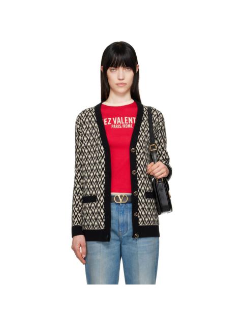 Valentino Beige & Black 'Toute La V' Cardigan