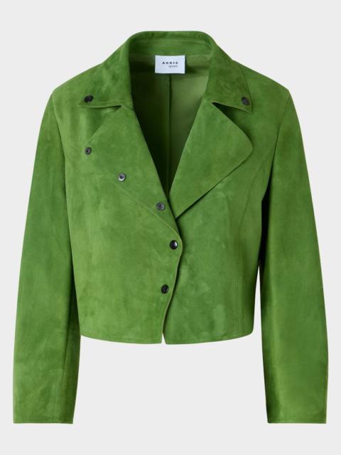 AKRIS Suede Crop Moto Jacket