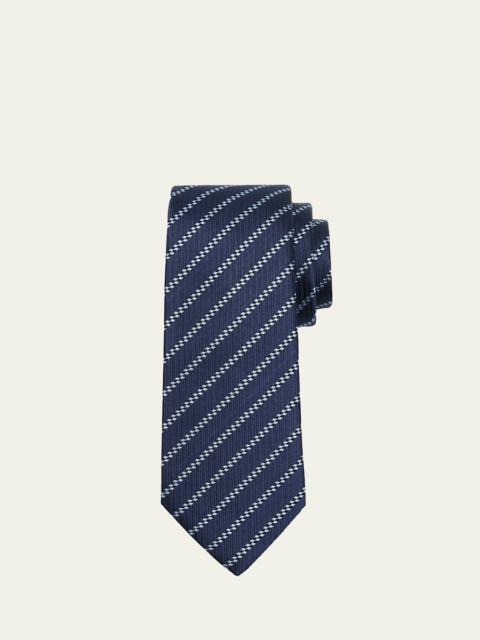 GIORGIO ARMANI Men's Diagonal Striped Woven Silk Jacquard Tie