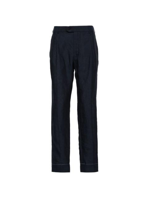 tapered-leg linen trousers