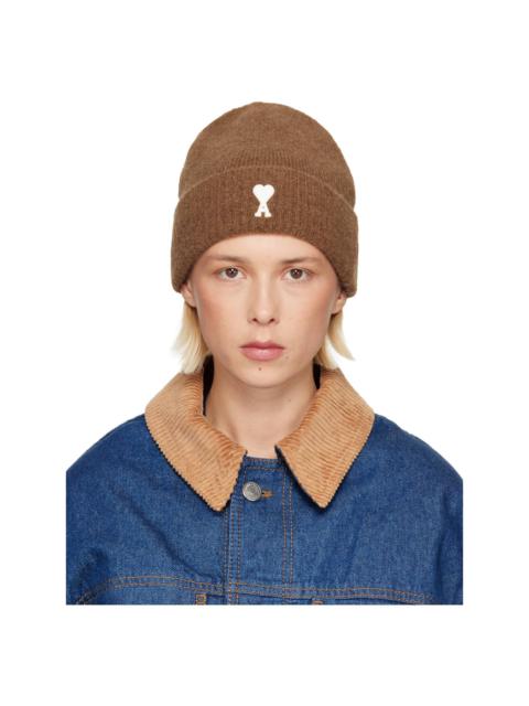 AMI Paris Brown Alpaca Striped Ami De Coeur Beanie