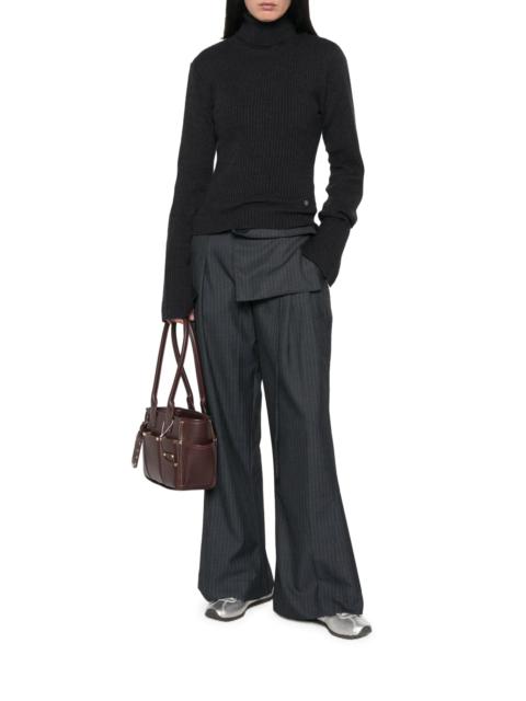 GANNI RIBBED MERINO WOOL TURTLENECK