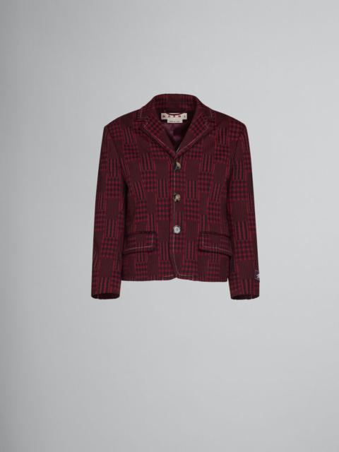Marni RED JACKET WITH STRIPES AND CHECKS