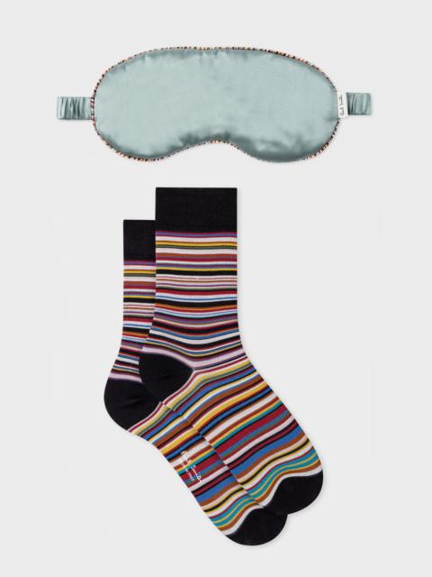 Paul Smith 'Signature Stripe' Socks & Silk Eye Mask Gift Set