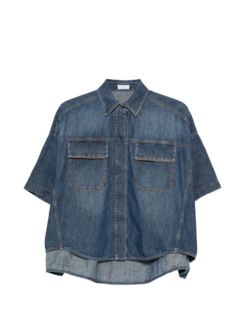 flap-pockets denim shirt