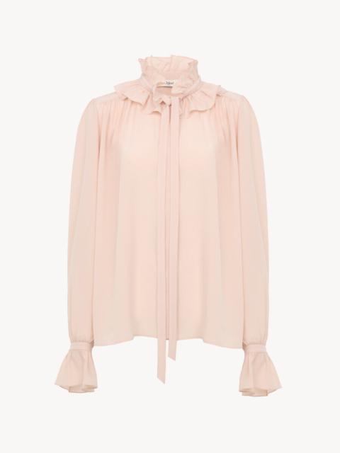 Chloé TIE-FRONT RUFFLED BLOUSE IN CRÊPE DE CHINE