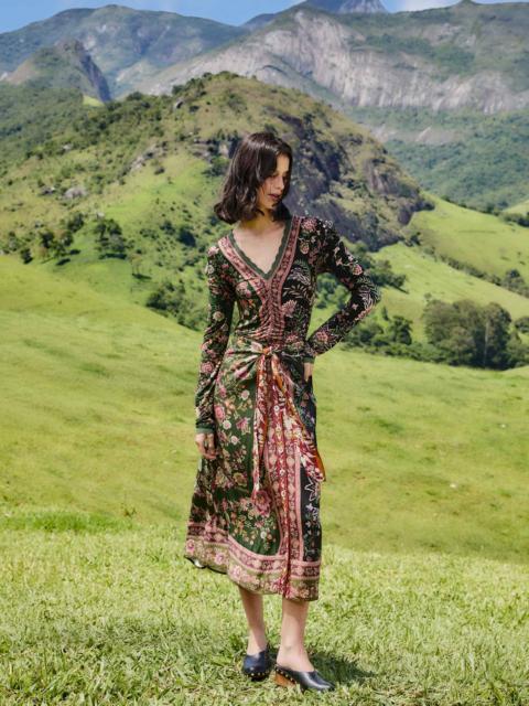 FARM RIO Mixed Winter Garden Lenzing™ Ecovero™ Viscose Midi Skirt
