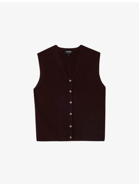 WHISTLES V-Neck Knitted Cotton-Blend Tank Top