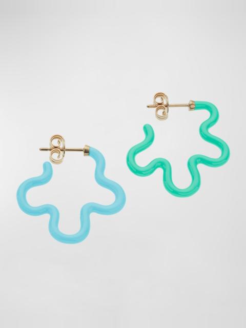 BEA BONGIASCA Two-Tone Asymmetrical Flower Earrings with Enamel