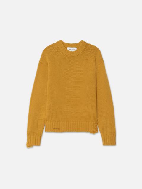 FRAME Destroyed Cashmere Sweater in Yellow