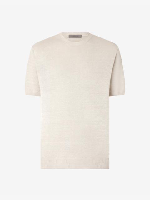 CORNELIANI Beige pure linen crew neck knit