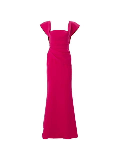 ruched square-neck gown