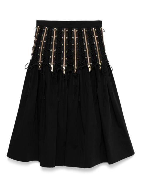UNDERCOVER zipped lace-up midi skirt